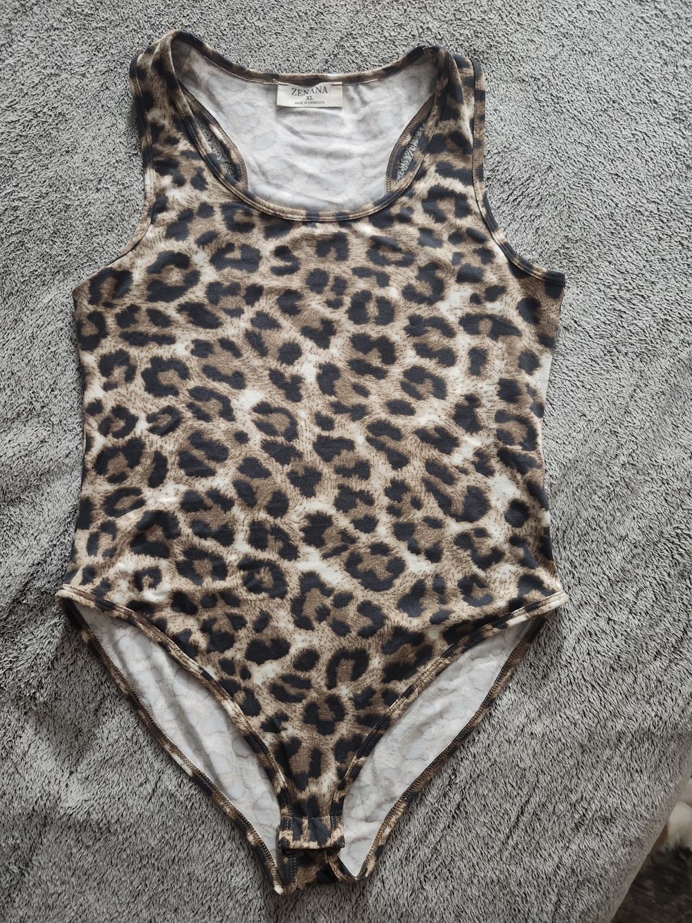 Hard To Find! Brand New! Zenana Outfitters Leopard Print Tank One-Piece Bodysuit - Picture 2 of 3